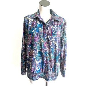 Alfred Dunner Womens Paisley Blouse Size 40 Vintage Top Elastic Waist 20W